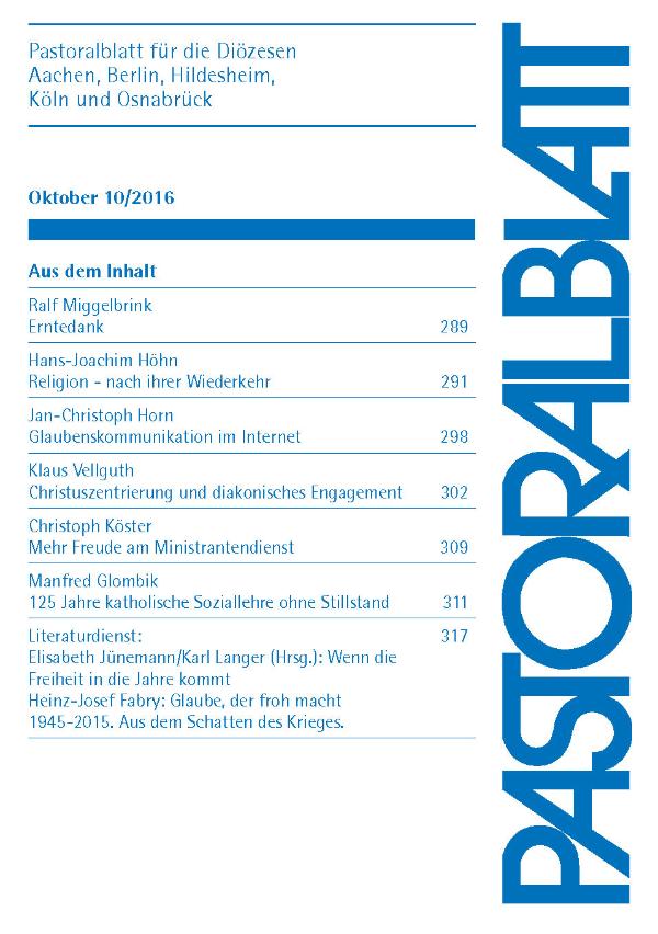 Pastoralblatt 10/2016 (Deckblatt)